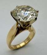 14K Yellow Gold Solitaire 6.77 cts Diamond Engagement Ring