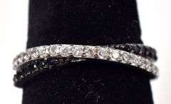 Black Spinel and CZ Gemstone Ring  In Sterling Silver