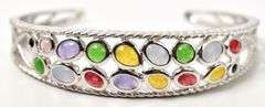 Multi-Gemstone Cuff Bracelet in Sterling Silver