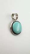 925 Sterling Silver Signed Bernyse Chaves Navajo Turquoise Round Pendant