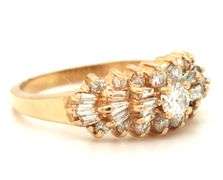 14kt Yellow gold 0.55ctw RBC and Baguette diamond cluster ring