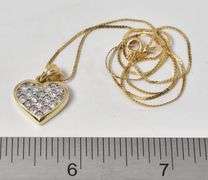 Stunning 14K Yellow Gold Diamond Heart Pendant Necklace