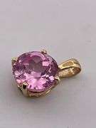 CERTIFIED 14K YELLOW GOLD PINK SAPPHIRE PENDANT