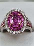 Very Fine Quality 18KT White Gold Pink Sapphire & Diamond Ring