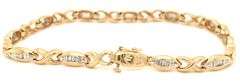 Pretty 14K YG XOX Style Bracelet with Baguette Diamonds