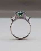 14 Kt White Gold Plated 2.75 Ct Paraiba Green Fire Moissanite Ring