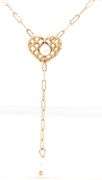 14kt Yellow gold pearl station heart lariat necklace