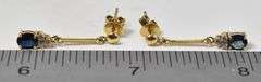 Creative 14K Yellow Gold Approx. 0.80CTW Blue Sapphire Gemstone Dangle Earrings with Diamond Accents