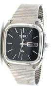 Ricoh day date quartz black dial square watch
