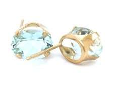 14kt Yellow gold 2ctw oval aquamarine stud earrings