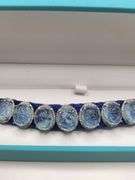 New! +40 ctw all natural aquamarine hand carved and 1.17ct diamond  weaved on fabric bracelet