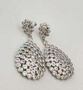 925 Sterling Silver Tear Drop Bubble Clear Rhinestone Earrings