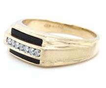 10kt Yellow gold channel set diamond and black onyx Gent's ring