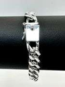 Strong 28.4 Gram 14 Kt White Gold Plate Curb Link Bracelet