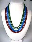Natural Cornflower Blue Sapphire, Ruby, and Emerald Necklace