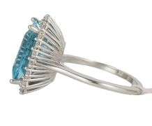 New 5.50ct Emerald Cut Aquamarine and 0.66ctw Diamond Frame Ring in 14K