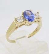 Tanzanite & Diamond Three Stone Ring