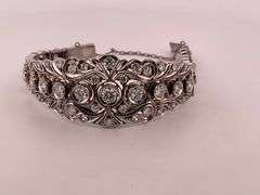 CERTIFIED WHITE GOLD DIAMOND VITAGE / ANTIQUE DIAMOND BRACELET