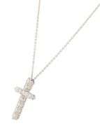 New 0.81ctw Diamond Shared Prong Cross Pendant Necklace in 14K
