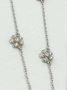 925 Sterling Silver Gardenia Flower Long Necklace with CZ  Details