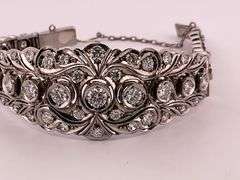 CERTIFIED WHITE GOLD DIAMOND VITAGE / ANTIQUE DIAMOND BRACELET