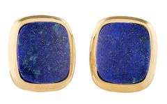 Cushion Cut Lapis Lazulite Cuff links in 14K