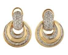 0.50ctw Pave Diamond Circular Omega Back Drop Earrings in 18K