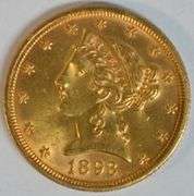 Very choice BU 1893 US $5 Liberty Gold Piece