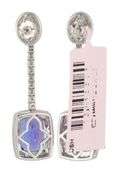 New 13.10ctw Cushion Tanzanite and 3.19ctw Diamond Frame Dangle Earrings in 14K