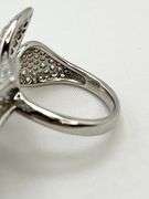 925 Sterling Silver Modern Five leaf Petal Pave Ring