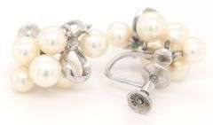 925 Sterling silver Vintage Mikimoto cluster earrings