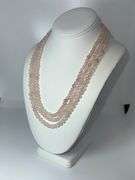 Beautiful 472 Cttw Natural Rose Quartz 3 Strand Necklace