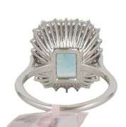 New 5.50ct Emerald Cut Aquamarine and 0.66ctw Diamond Frame Ring in 14K