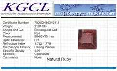 Magnificent Certified Museum Size 2100 Ct Natural Red Ruby Solitaire