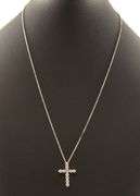 New 0.81ctw Diamond Shared Prong Cross Pendant Necklace in 14K
