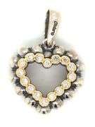 Lagos 2 tone Caviar diamond open heart beaded pendant