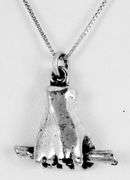 Vintage Heavy Sterling Silver Hand Pendant & chain.