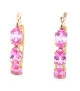 10kt Yellow gold pink topaz hoop earrings