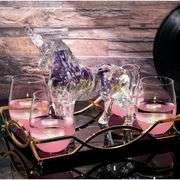 Unicorn Wine & Whiskey Decanter Set with 4 Pink Sparkle Glasses