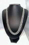 Sparkling Huge 83.2 Gram 14 Kt White Gold Plated Miami Cuban Link Necklace