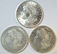 Real flashy-white top end 1921 P-D-S Morgan Silver Dollars