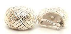 925 Sterling silver Woven look omega earrings