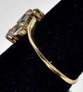 Beautiful 10K Yellow Gold Blue Topaz Gemstone Ring with Diamond Accents