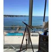 Brass Double-Barrel Floor Telescope with Leather Wrap