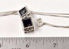 Hollow Box Pendant Necklace in Sterling Silver