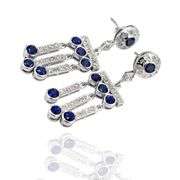 14K(585) Vintage White Gold Natural Diamond and Sapphire Earrings