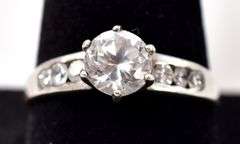 CZ Gemstone Ring in Sterling Silver