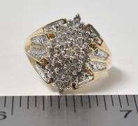 Stunning 10K Yellow Gold Diamond Cluster Ring