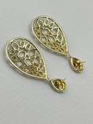 925 Sterling Silver Tear Drop Two Tone Openwork Crystal Pave earrings