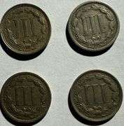 Four 3 Cent Nickels